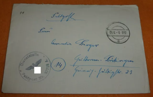 Feldpost 37718 A Polizei-Regiment 10 Brody Ukraine GG Brief Juni 1944 vor Kessel