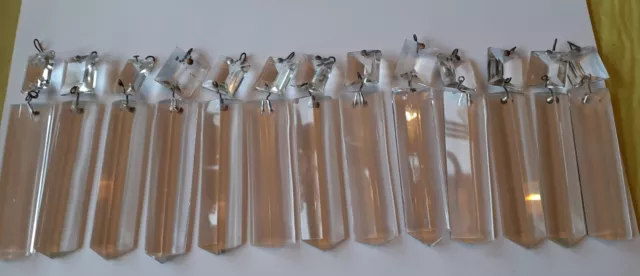 vintage chandelier luster cut glass crystal drops x 13 used