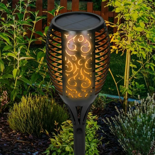 Lampe Solaire 96 LED Jardin Éclairage Solaire Lumière Lampe Torche Lampe Flamme