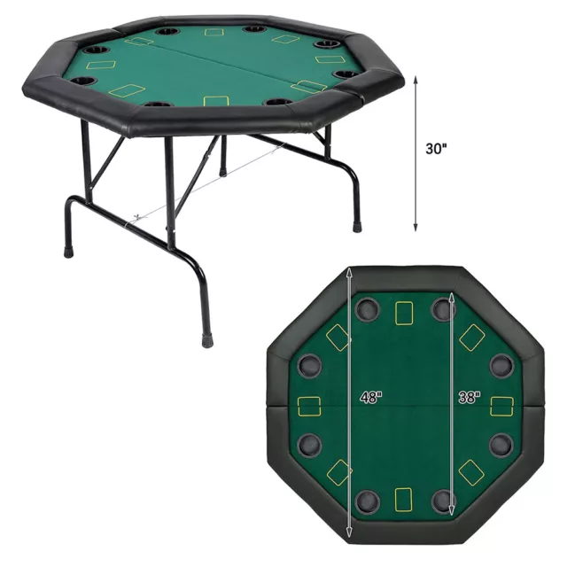 CARSTY 8 Player Folding Poker Table Octagon Texas Casino Holdem Blackjack Card 2