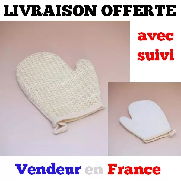 👍 GANT DE CRIN Recto sisal Verso éponge 100% Naturel 🌟🌟 Vendeur en France N°1