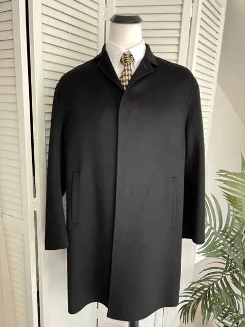 Donna Karan Black Label Size L Black 100% Cashmere Men's Overcoat Coat