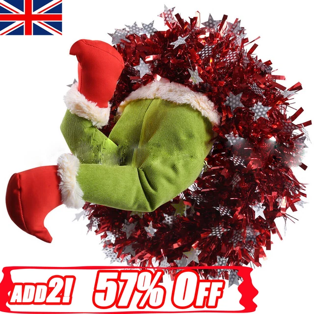 Peluche Il Grinch ILLUMINAZIONE mostro verde sciarpa rosso Natale 25 cm