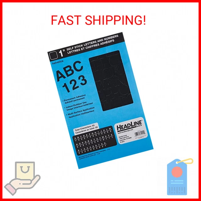 Headline Sign 31111 Stick-On Vinyl Letters and Numbers, Black, 1-Inch