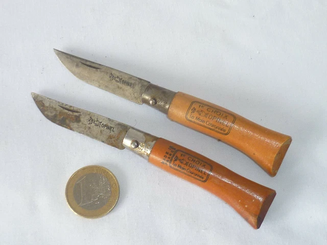 Vieux Couteau Opinel N°2 Virobloc – Manche Bois – La Main Couronnée – 28,5cm
