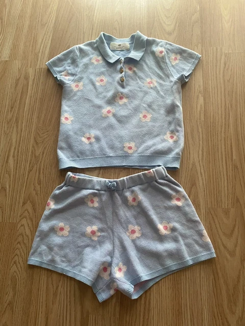 H&M girls top shorts set size 4-6 years