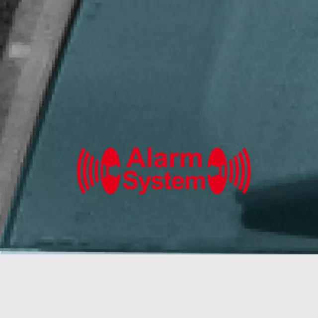 Alarm System rot Aufkleber Tattoo Auto Schaufenster Außenseite getönte Scheibe
