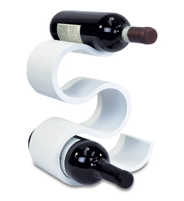 CoTa Global Infinity Wine Rack - Contemporary White Wooden Holder for 5 Bottles