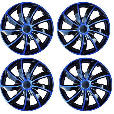 14" Wheel Covers Hub Caps 14 Inch Wheel Trims Trim Set Of 4 Plastic [QUD Blue]