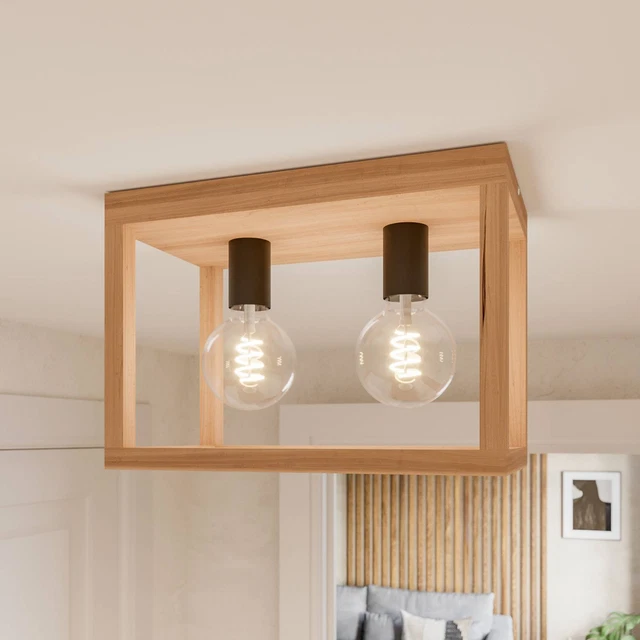 Envostar Deckenlampe 'Rowan' aus Holz u.a. für Flur & Treppenhaus (2 flammig