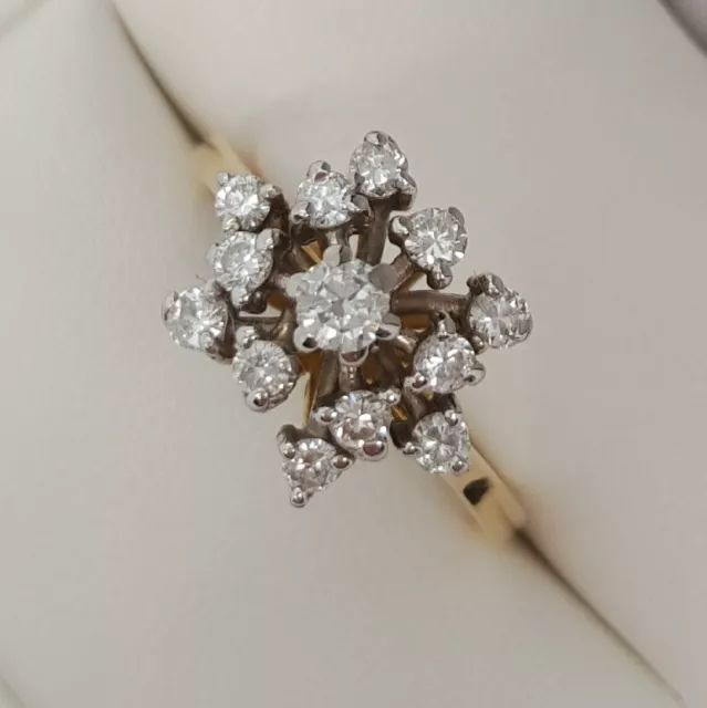 18ct Yellow Gold Brilliant Cut Diamond Set Cluster Ring, Finger Size N