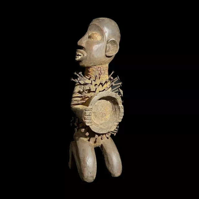 African Tribal Art Carved statue tribal wood Power Figure Nkisi N'kondi Art-8046
