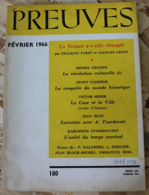 PREUVES - REVUE n°170 (1965) Tse-lio-t, John Donne, Togliatti