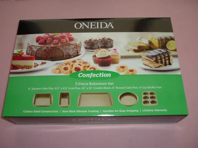 https://www.picclickimg.com/-FEAAOSwmh9e5CJp/Oneida-Confection-5-pc-Bakeware-Set-New-NIB.webp