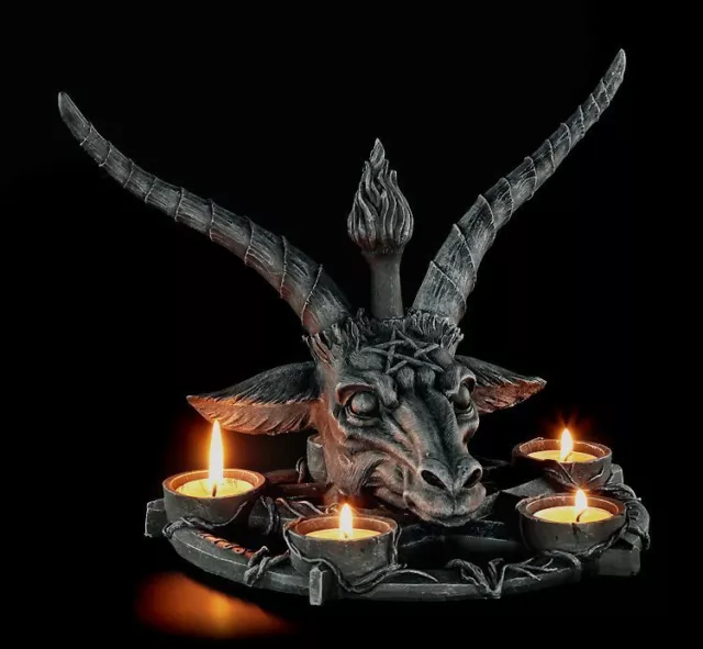 Soporte Velas de Té - Baphomet Calavera - Cabeza Cabra Figura Gótico Ritual