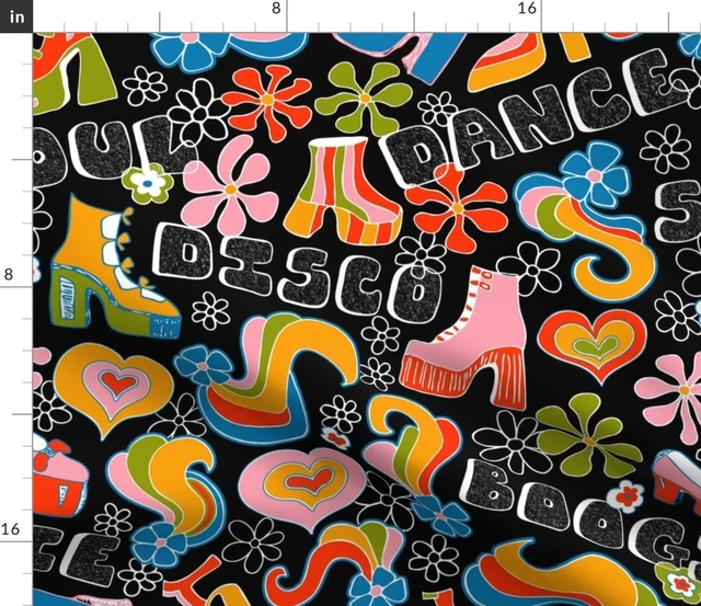 Night Disco Platforms Boogie Dancing 70s Retro Spoonflower Fabric by the Yard