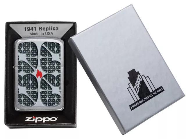 Zippo "Silver Texture Flame 1941" Brushed Chrome Color Lighter ** New **