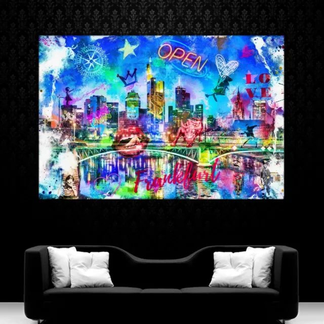 Leinwand Bilder Xxl Abstrakt Frankfurt Skyline Graffiti Pop Art Wand Poster