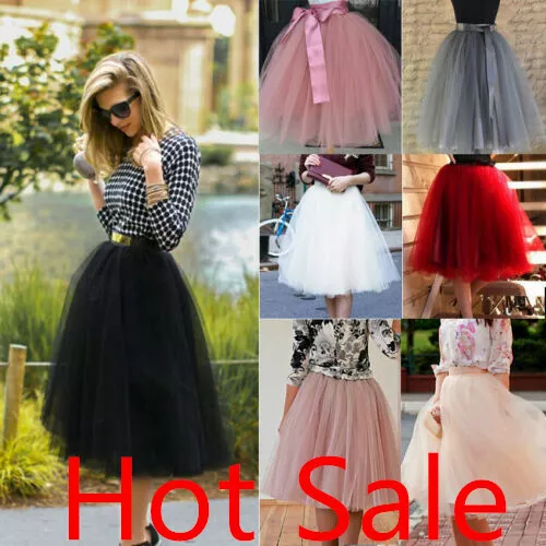 7 Layers Vintage Women's Skirt Wedding Tutu Dress Lady Party Petticoat Ball Gown