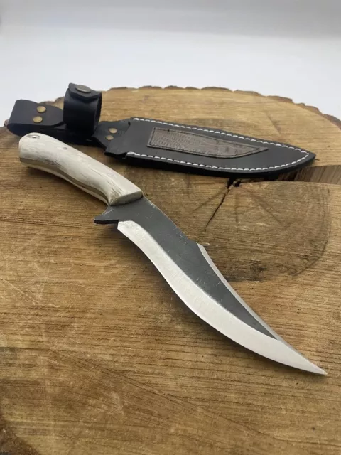 Deer Antler Bowie Knife Full Tang Blade Custom Hunting Survival Knife