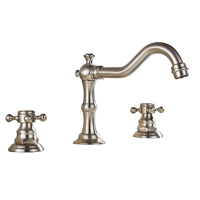 Widespread Bathroom Sink Basin Faucet Waterfall 2 Handle 3 hole Vanity Mixer Tap