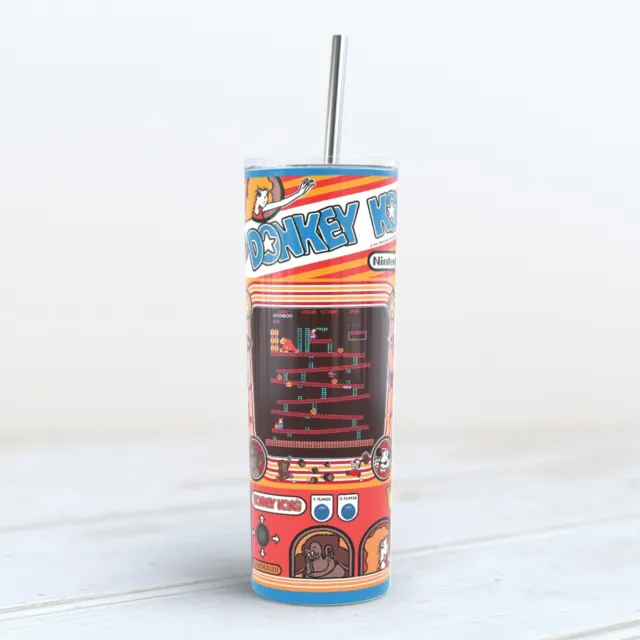 New 80's Retro Arcade Donkey Kong 20oz Stainless Drink Tumbler DK Gaming