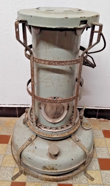 Ancien Poêle À Pétrole Flamme BLEUE Métal Noir Vintage #A854 - Canada