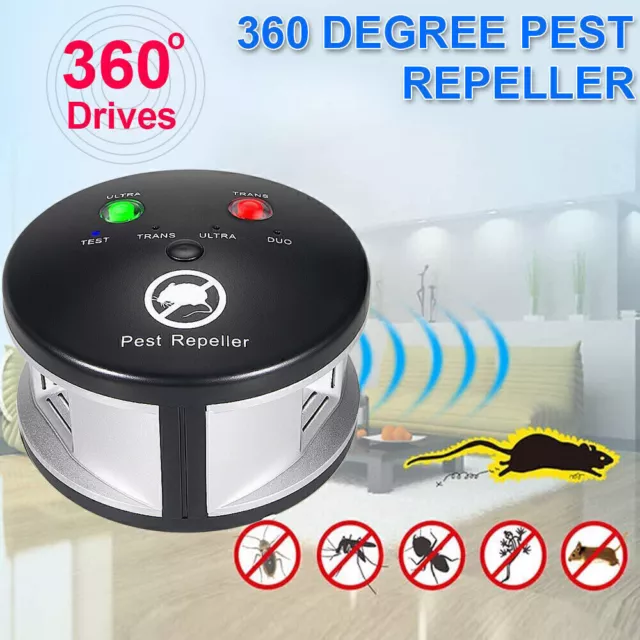 Ultrasonic Rat Home Rodent Pest Mice Repellent Electronic Repeller 360° Control