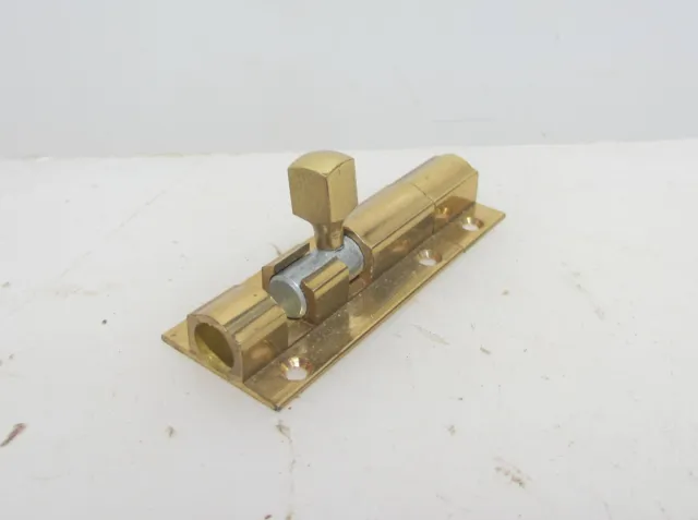 Vintage Brass Door Lock Sliding Bolt Old Retro 1970's (New old stock) 2.75" 3