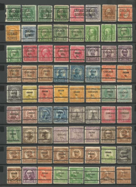 ETATS UNIS : PRECANCELS  :  CHICAGO City ( ILLINOIS ) : 72 Timbres différents