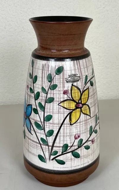 Ancien magnifique vase en céramique W. Germany décor floral