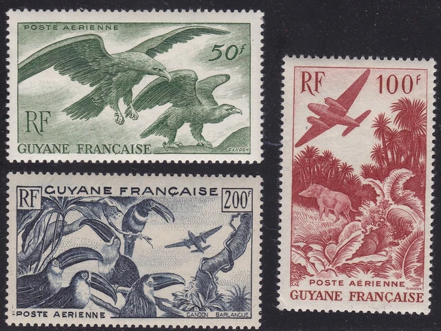 1947 FRENCH GUIANA - Yvert PA n. 35/37 Fauna MNH/**