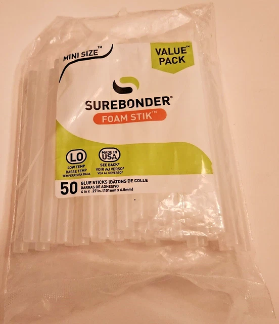 Surebonder Foam Hot Glue Stick, Mini Size 4" - 50 Pack (FM-50)