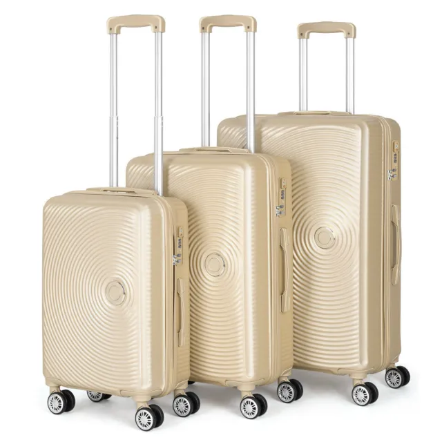 3 Pieces Luggage Set ABS Durable Hardshell Suitcase Travel Spinner Trolley w/TSA