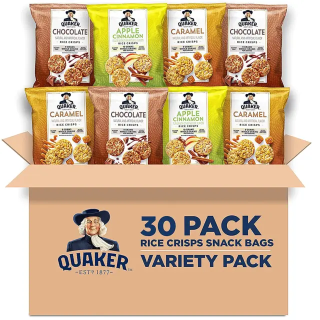 Quaker Rice Crisps, Gluten Free, 3 Flavor Sweet Variety Mix, 0.91Oz Bags (Pack o