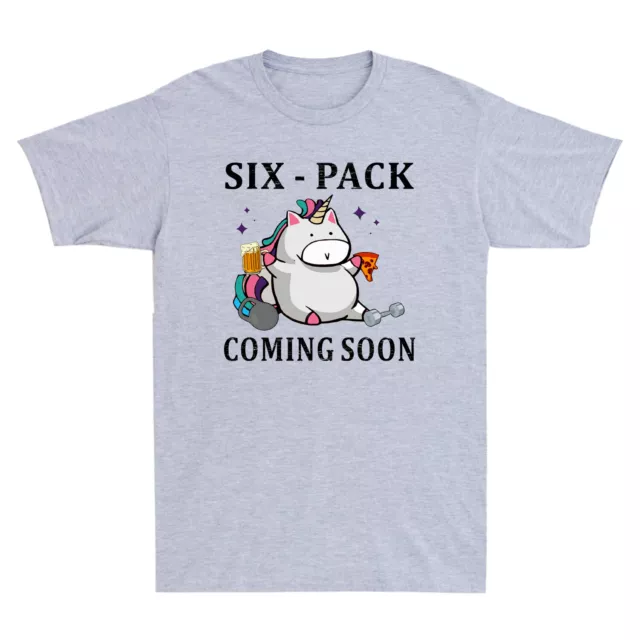 Unicorn Six-Pack Coming Soon Funny Gym Fitness Vintage Men Short Sleeve T-Shirt