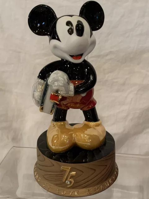 Disney 75 Years Of Love & Laughter Mickey Mouse Glazed Porcelain Figurine #1
