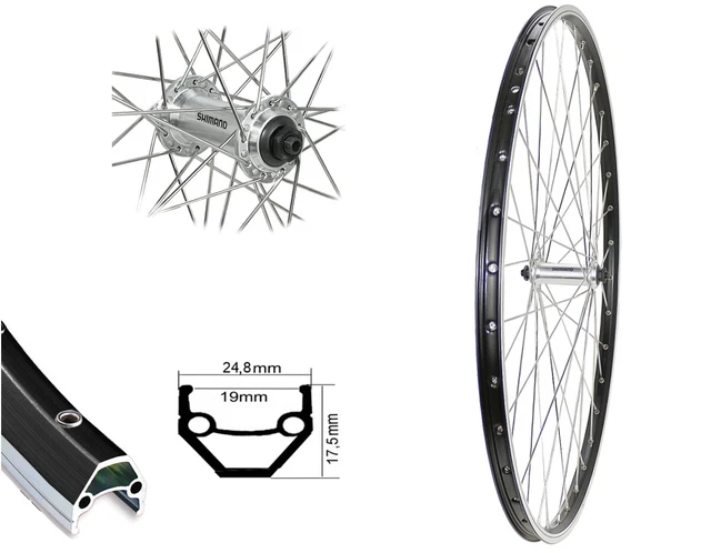 Vorderrad 26" MTB Shimano TX500 Schnellspanner Laufrad Hohlkammer 19-559 silber