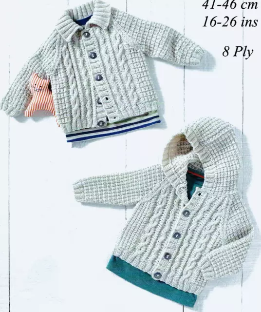 VINTAGE  COPY   Knitting Pattern  for Baby/Toddler/Child  Cardigans 41-46 cm  DK