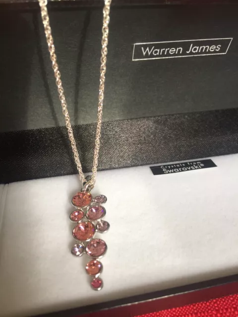 Warren James Silver Necklace Bracelet set with Pink Swarovski