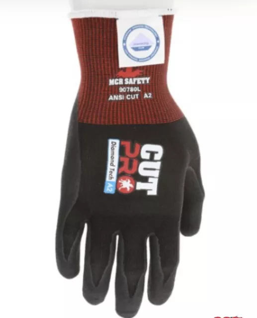 1 Pair MCR Safety Cut Pro 90780M Dyneema® Diamond Technology Gloves A2 Cut New