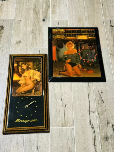 Vintage Snap On Tools Christmas Pinup Girl Lingerie Bikini Wall Clock -NEED WORK