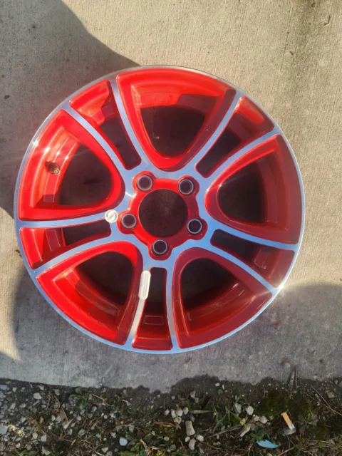 15" x  5" ALUMINUM TRAILER WHEEL 5-LUG ON 4.5 INCHES  -  RED