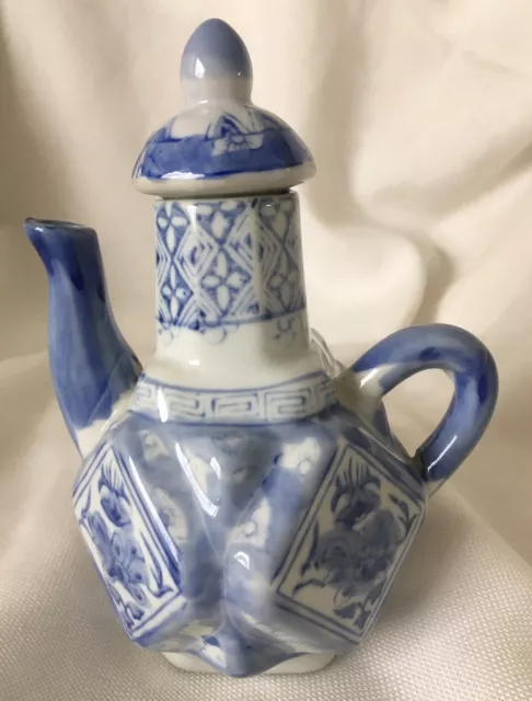 Blue & White Chinese Coffee Pot Style Decorative Teapot