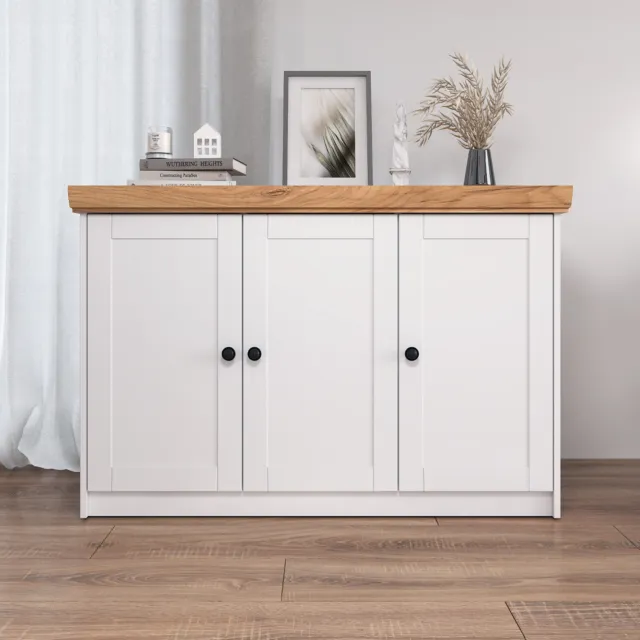 Kommode Weiß Holz Sideboard Anrichte Schrank Mehrzweckschrank Eiche Homestyle4u