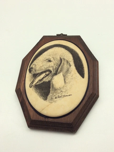 Dog Wall Plaque Bedlington Terrier Dog Earl Sherwan Vintage