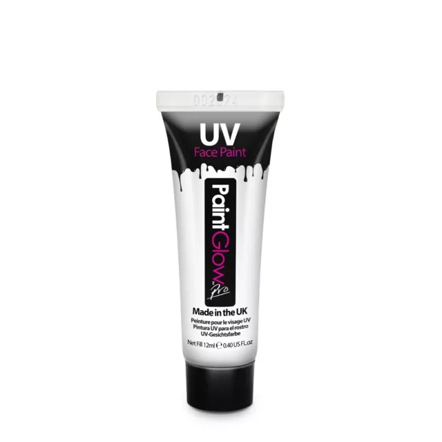 Paint Glow Pro Neon UV Make-up 12ml weiß hergestellt in Großbritannien Gesichtsfarbe Neon UV Farbe