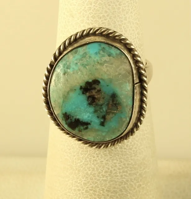 Vintage Sterling Silver Old Pawn Bisbee Turquoise Stone Cabochon Ring