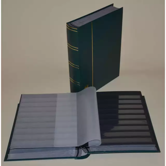 Briefmarkenalbum, Einsteckbuch, Einsteckalbum, 60 schwarze Seiten,grüner Einband