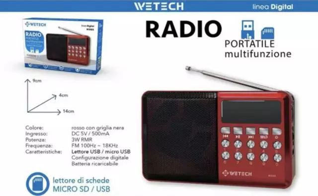 MINI RADIO RADIOLINA portatile FM lettore mp3 da USB e microSD ricaricabile  EUR 16,90 - PicClick IT